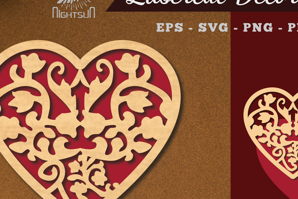 Intra απο ξύλο plywood 3mm-4mm πάχος - Floral Heart Cut Laser Decoration 5 Δίασταση 20x20 cm INTRAFABR-113946930