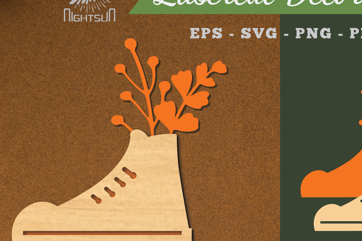 Σετ των 2 Intra απο ξύλο plywood 3mm-4mm πάχος - Floral σε Παπούτσια Διακόσμηση με  Δίασταση 20x20 cm INTRAFABR-115317391