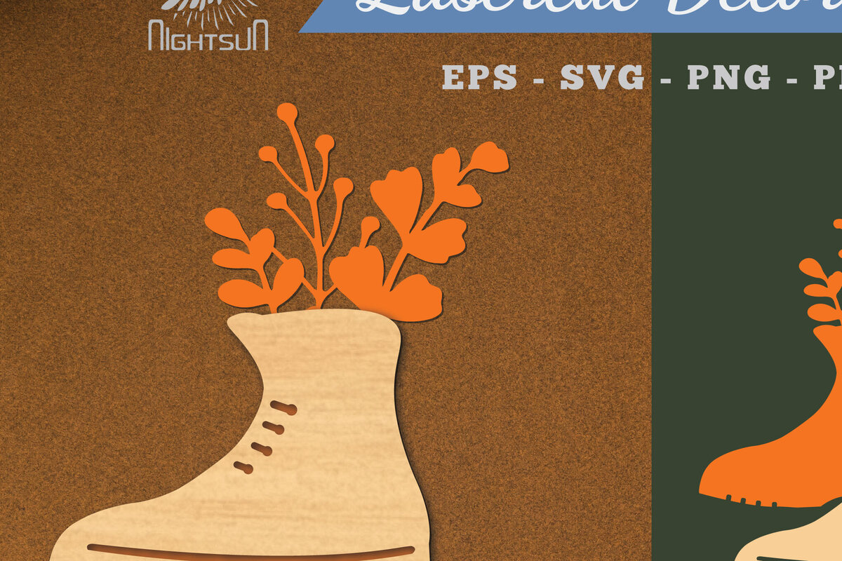 Σετ των 2 Intra απο ξύλο plywood 3mm-4mm πάχος - Floral σε Παπούτσια Διακόσμηση με  Δίασταση 20x20 cm INTRAFABR-115317509