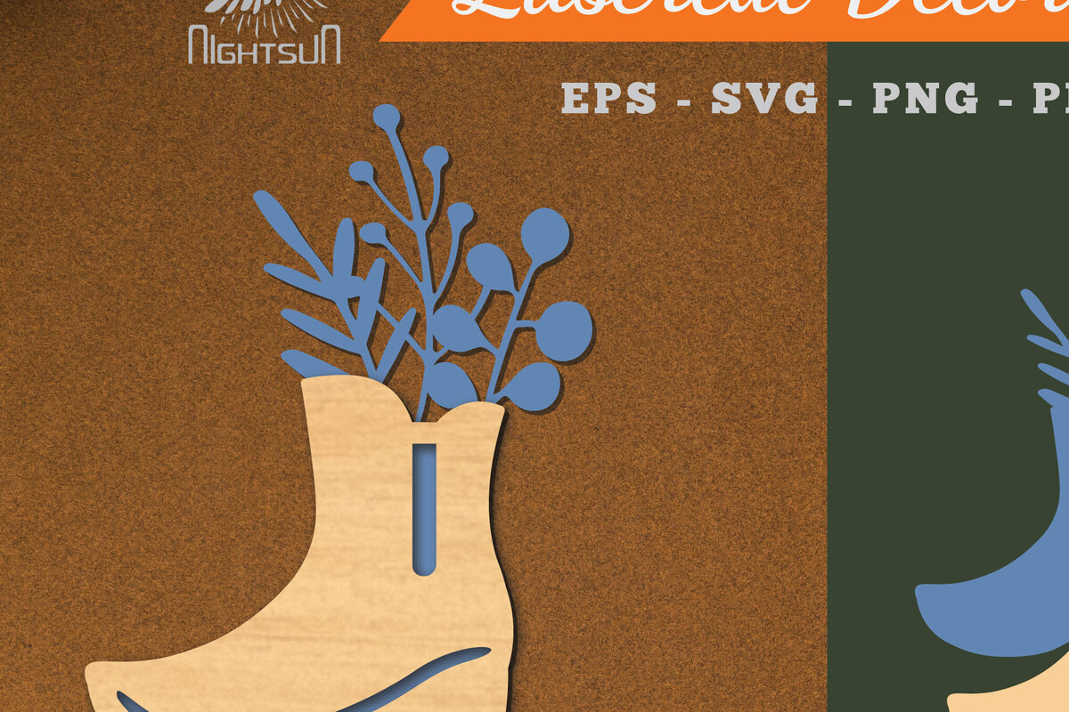 Σετ των 2 Intra απο ξύλο plywood 3mm-4mm πάχος - Floral σε Παπούτσια Διακόσμηση με  Δίασταση 20x20 cm INTRAFABR-115317584