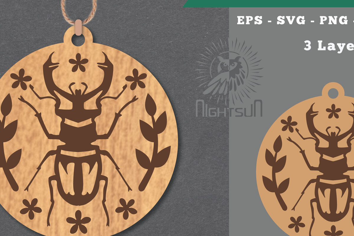 Σετ των 3 Intra απο ξύλο plywood 3mm-4mm πάχος - Στολίδι με λουλουδένιο έντομο  3 Δίασταση 6x6 cm INTRAFABR-112341915