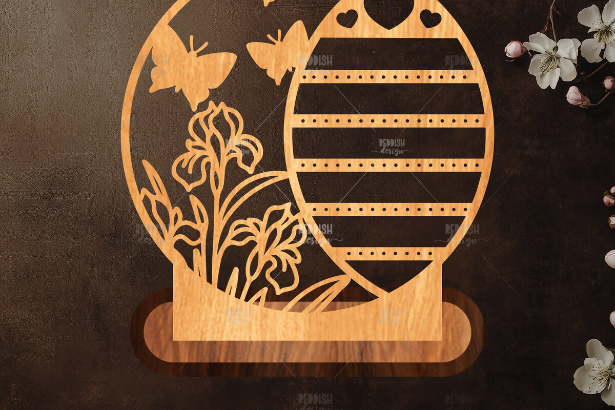 Σετ των 2 Intra απο ξύλο plywood 3mm-4mm πάχος - Στήριγμα κοσμημάτων Floral Cut Laser Δίασταση 20x20 cm INTRAFABR-119830738