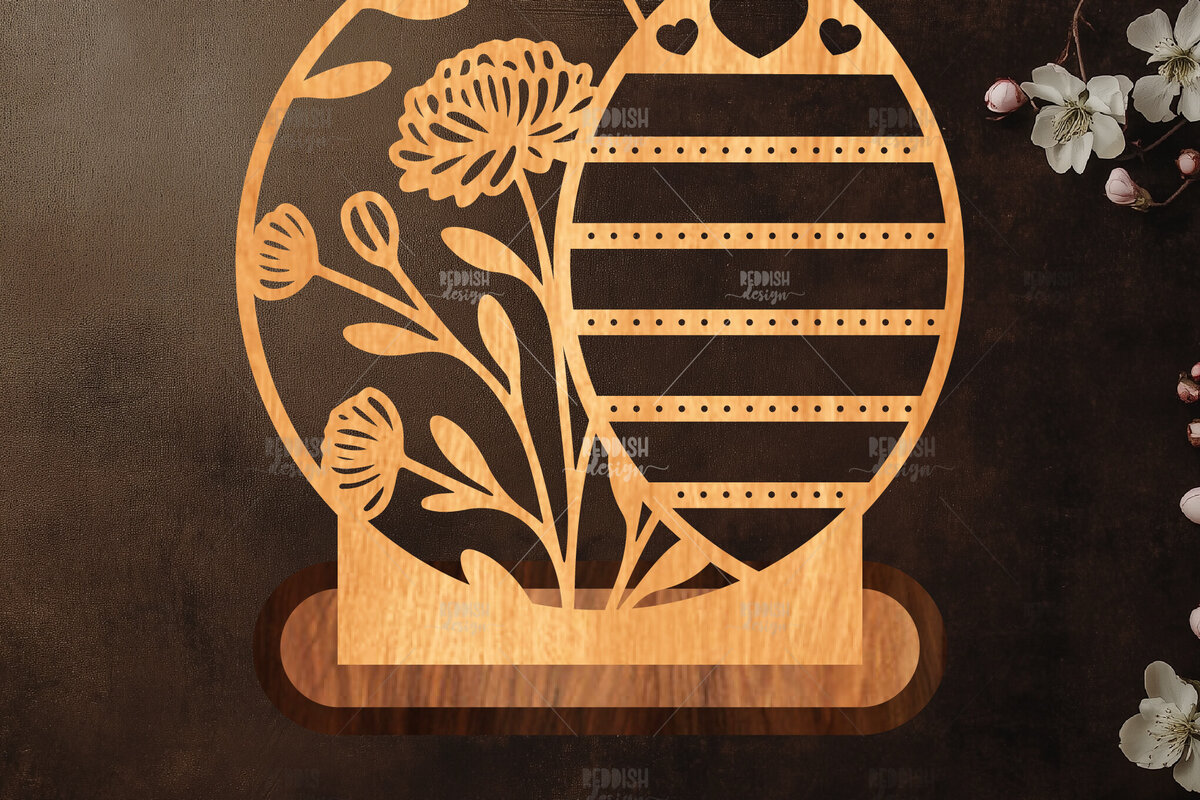 Σετ των 2 Intra απο ξύλο plywood 3mm-4mm πάχος - Στήριγμα κοσμημάτων Floral Cut Laser Δίασταση 20x20 cm INTRAFABR-119830615