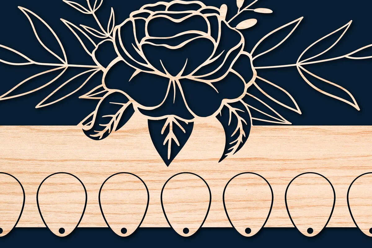 Σετ των 2 Intra απο ξύλο plywood 3mm-4mm πάχος - Πρότυπο κοπής με λέιζερ φλοράλ θήκη κλειδιού  Δίασταση 20x20 cm INTRAFABR-68609613