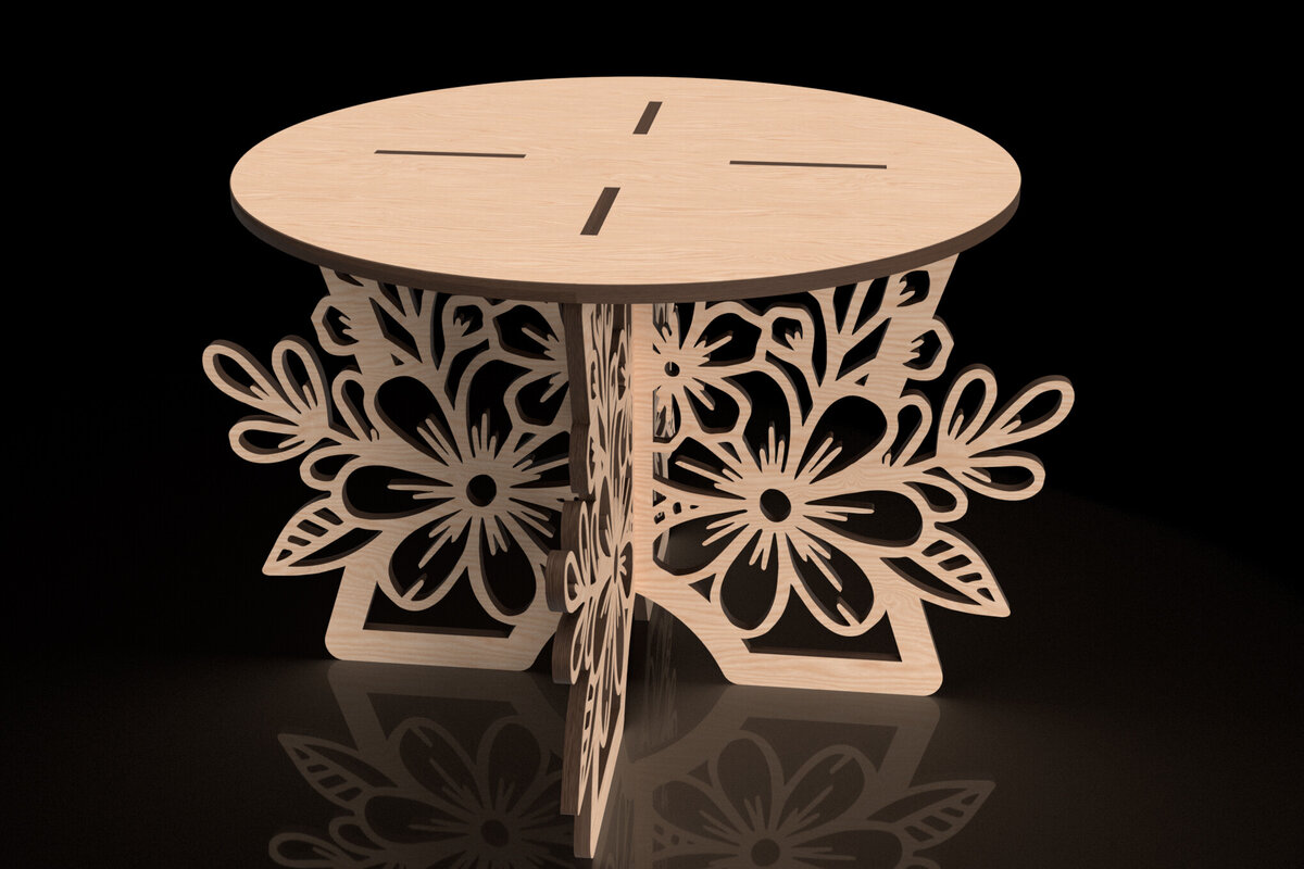 Σετ των 2 Intra απο ξύλο plywood 3mm-4mm πάχος - Floral Lace Plant Pot Stand - Laser Cut Δίασταση 15x15 cm INTRAFABR-118292859