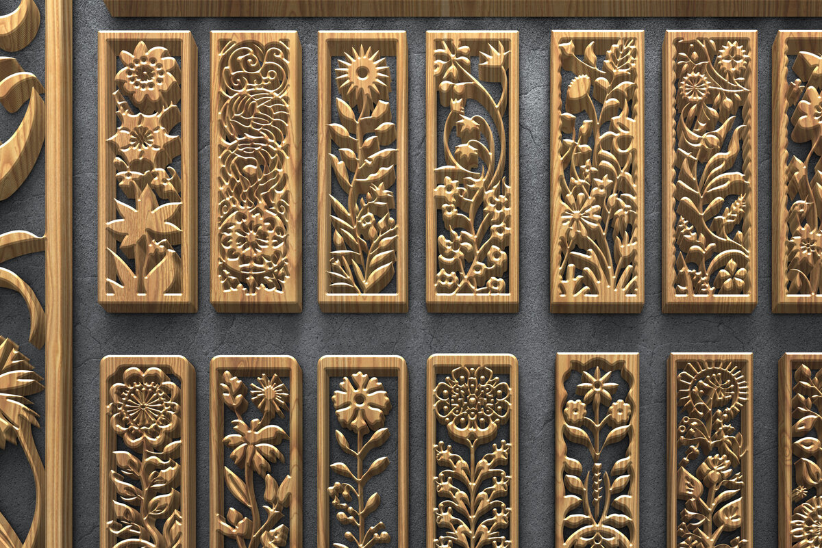 Intra απο ξύλο plywood 3mm-4mm πάχος - Floral σχέδια πάνελ κοπής με λέιζερ Δίασταση 3200x7200 cm INTRAFABR-124639044