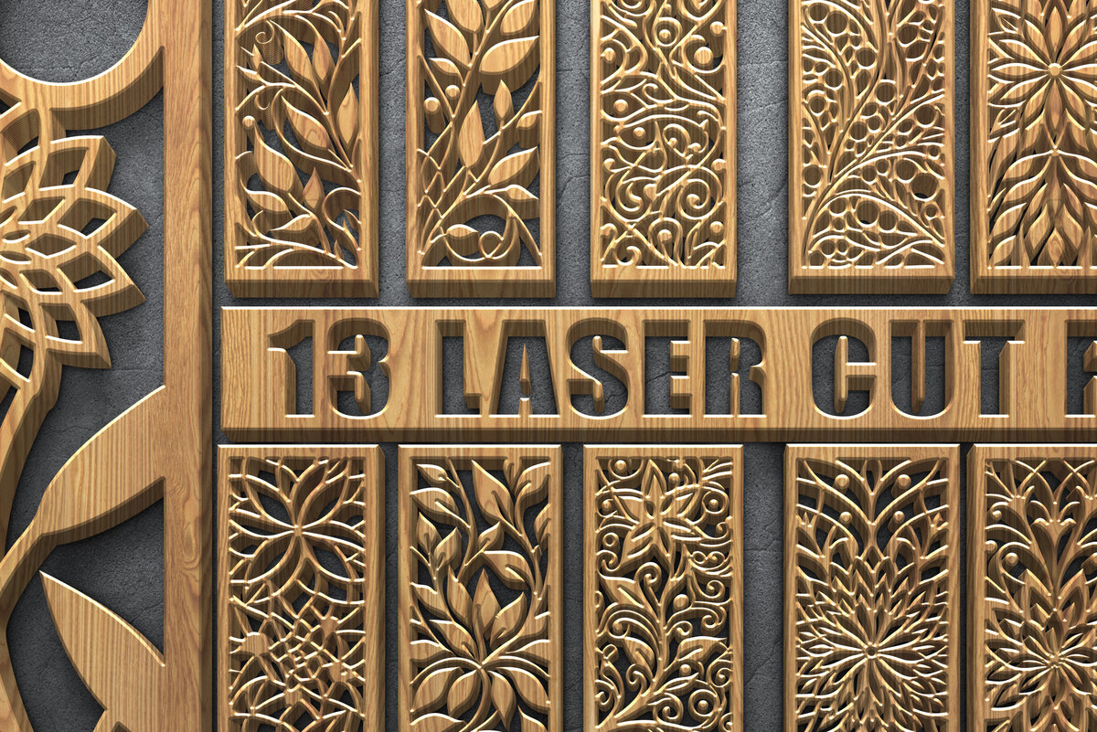 Intra απο ξύλο plywood 3mm-4mm πάχος - Πάνελ τέχνης τοίχου με φλοράλ κομμένα λέιζερ Δίασταση 3600x5400 cm INTRAFABR-122353773