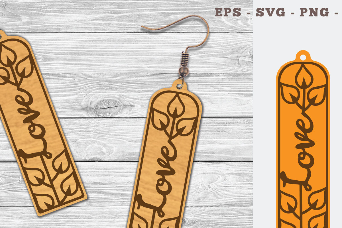 Σετ των 3 Intra απο ξύλο plywood 3mm-4mm πάχος - Floral Love κομμένα σκουλαρίκια λέιζερ  8 Δίασταση 3x3 cm INTRAFABR-103063232