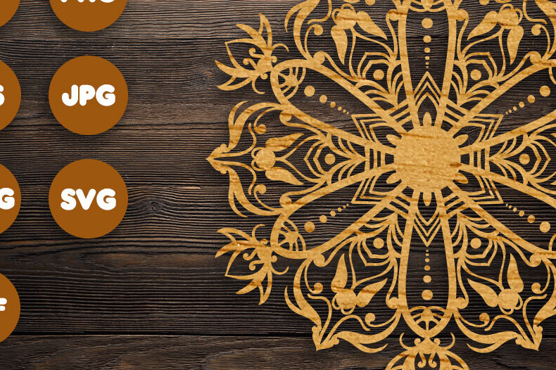 Intra απο ξύλο plywood 3mm-4mm πάχος - Floral Mandala  Αρχεία για Cricut Δίασταση 30x30 cm INTRAFABR-82626895