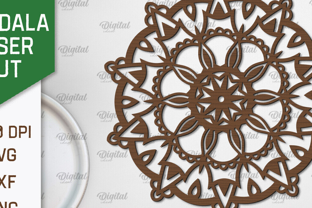 Intra απο ξύλο plywood 3mm-4mm πάχος - Floral σχέδιο τοίχου Mandala με  Δίασταση 30x30 cm INTRAFABR-103247338