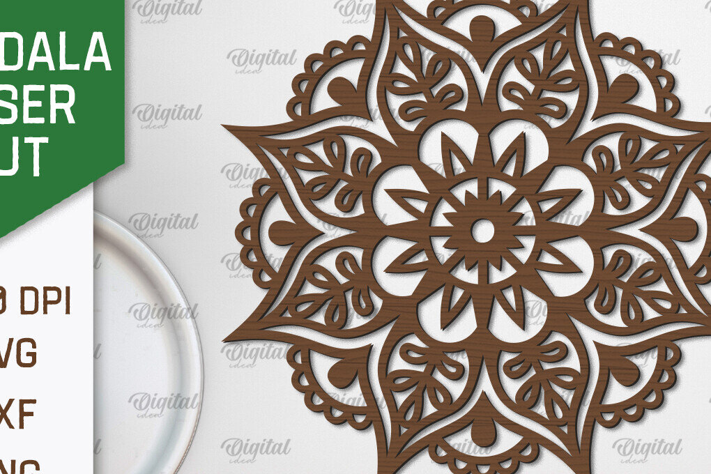 Intra απο ξύλο plywood 3mm-4mm πάχος - Floral σχέδιο τοίχου Mandala με  Δίασταση 30x30 cm INTRAFABR-103247184
