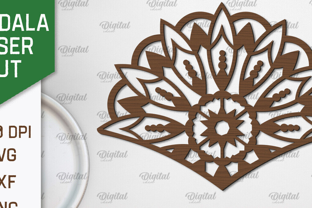 Intra απο ξύλο plywood 3mm-4mm πάχος - Floral σχέδιο τοίχου Mandala με  Δίασταση 30x30 cm INTRAFABR-103247233