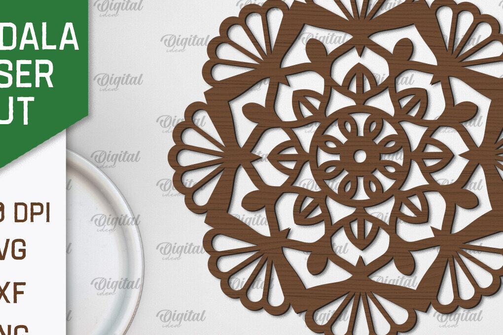 Intra απο ξύλο plywood 3mm-4mm πάχος - Floral σχέδιο τοίχου Mandala με  Δίασταση 30x30 cm INTRAFABR-103247288