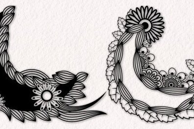 Σετ των 2 Intra απο ξύλο plywood 3mm-4mm πάχος - Floral Moon Laser Cut  Δίασταση 20x25 cm INTRAFABR-37306755