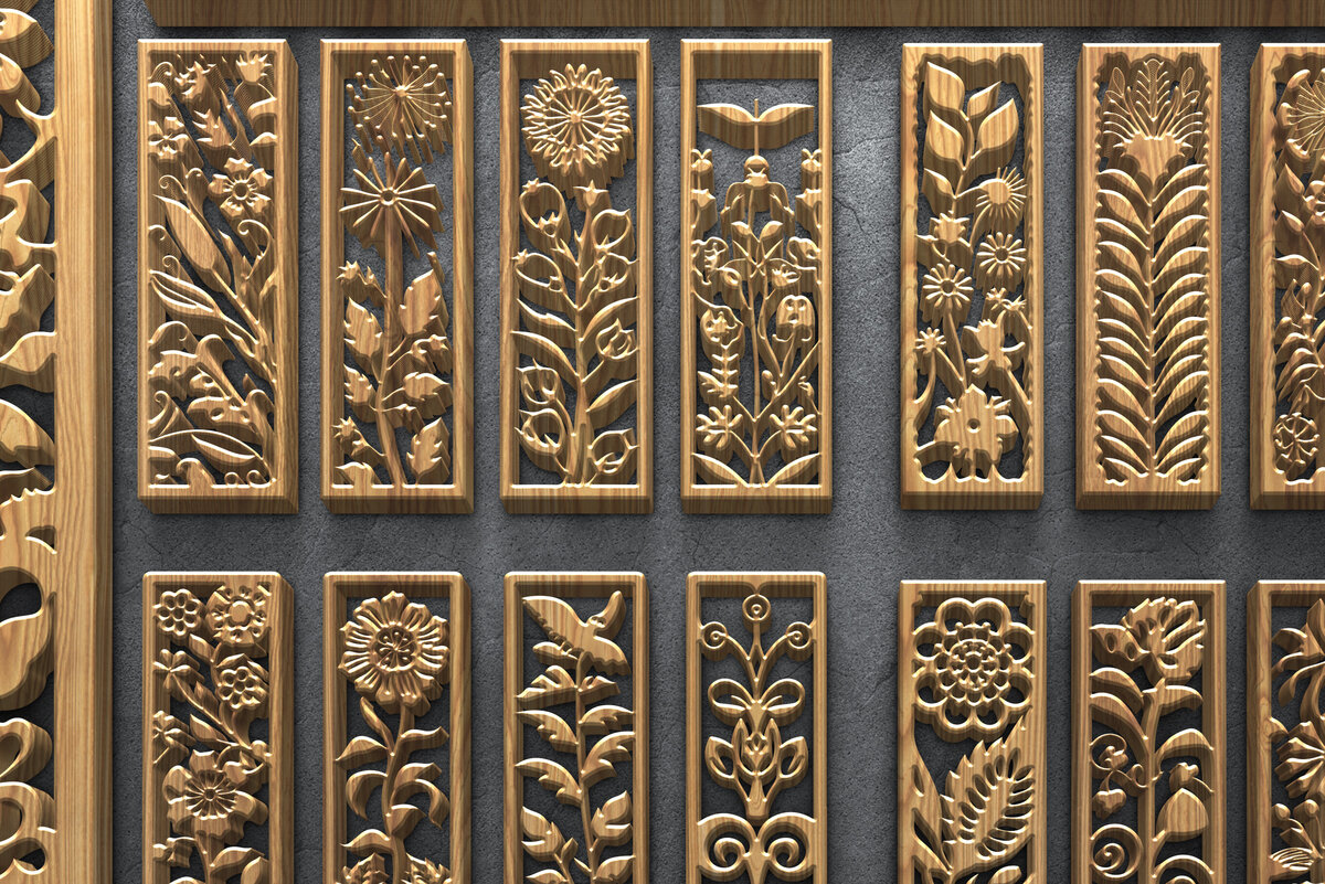 Intra απο ξύλο plywood 3mm-4mm πάχος - Πάνελ κοπής με λέιζερ Floral Nature Δίασταση 3200x7200 cm INTRAFABR-124639929