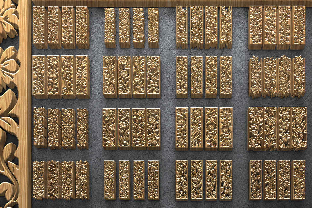 Intra απο ξύλο plywood 3mm-4mm πάχος - Floral Panel Laser Cut Σετ  Δίασταση 3200x7200 cm INTRAFABR-125334369