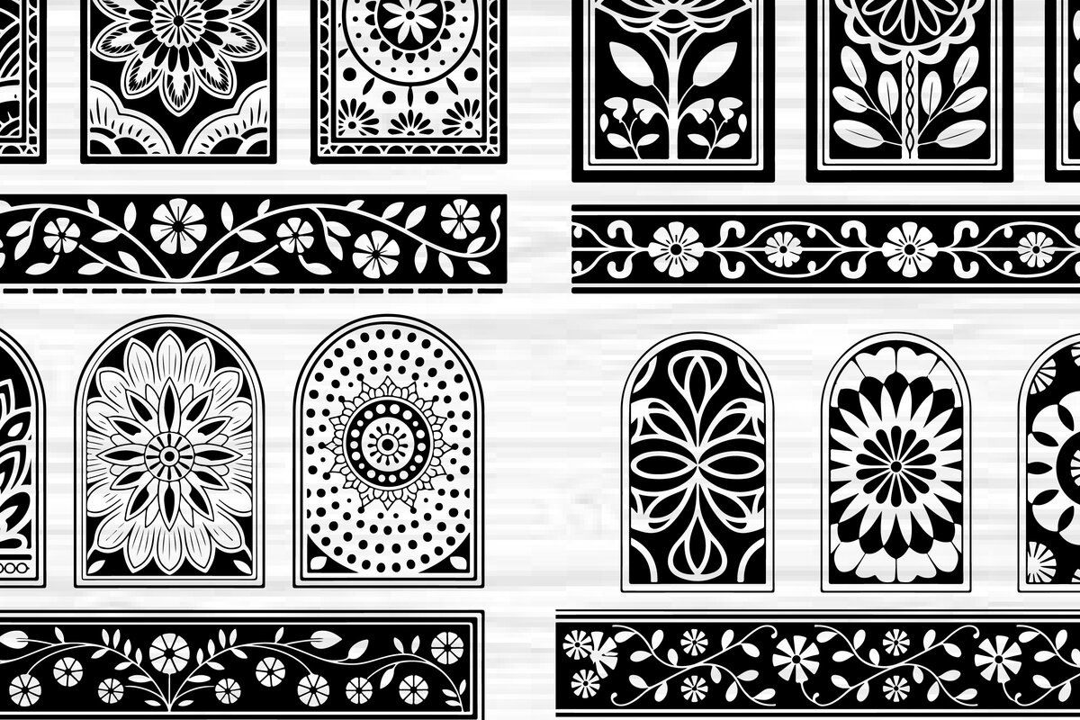 Σετ των 3 Intra απο ξύλο plywood 3mm-4mm πάχος - Στένσιλ νυχιών με λουλουδάτο σχέδιο με λέιζερ Δίασταση 4x4 cm INTRAFABR-125160090