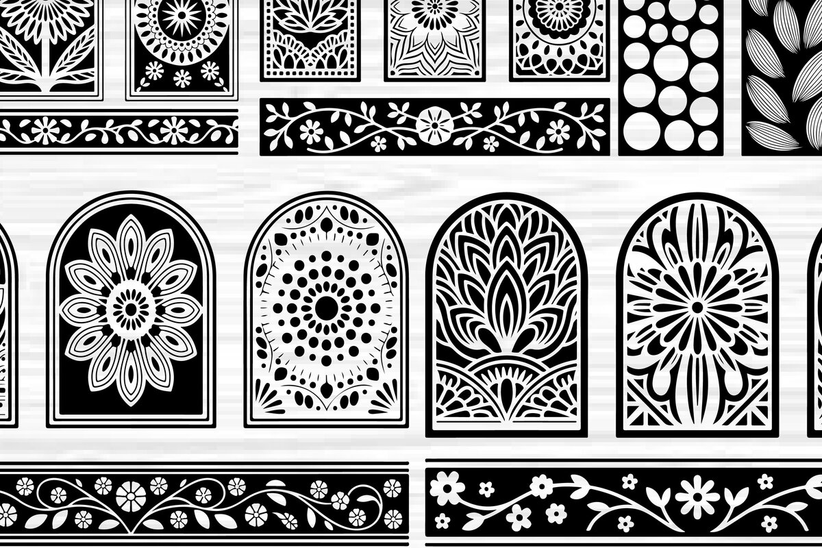 Σετ των 3 Intra απο ξύλο plywood 3mm-4mm πάχος - Στένσιλ νυχιών με λουλουδάτο σχέδιο με λέιζερ Δίασταση 4x4 cm INTRAFABR-125160242