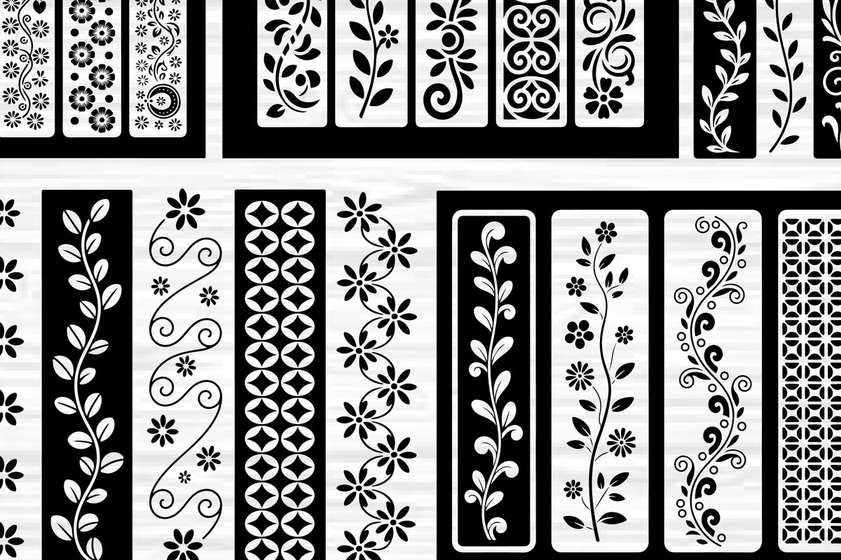 Σετ των 3 Intra απο ξύλο plywood 3mm-4mm πάχος - Στένσιλ νυχιών με λουλουδάτο σχέδιο με λέιζερ Δίασταση 4x4 cm INTRAFABR-125153733