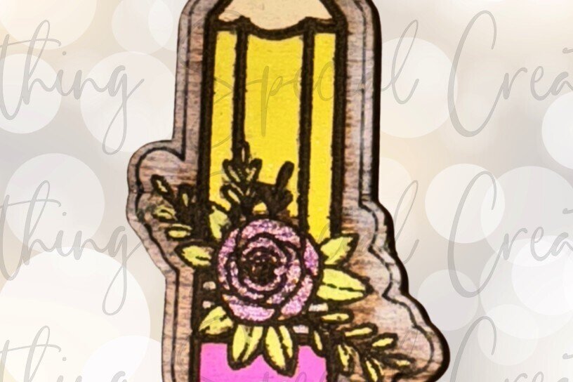 Σετ των 3 Intra απο ξύλο plywood 3mm-4mm πάχος - Σκουλαρίκια με μολύβι Floral Δίασταση 3x3 cm INTRAFABR-93907591