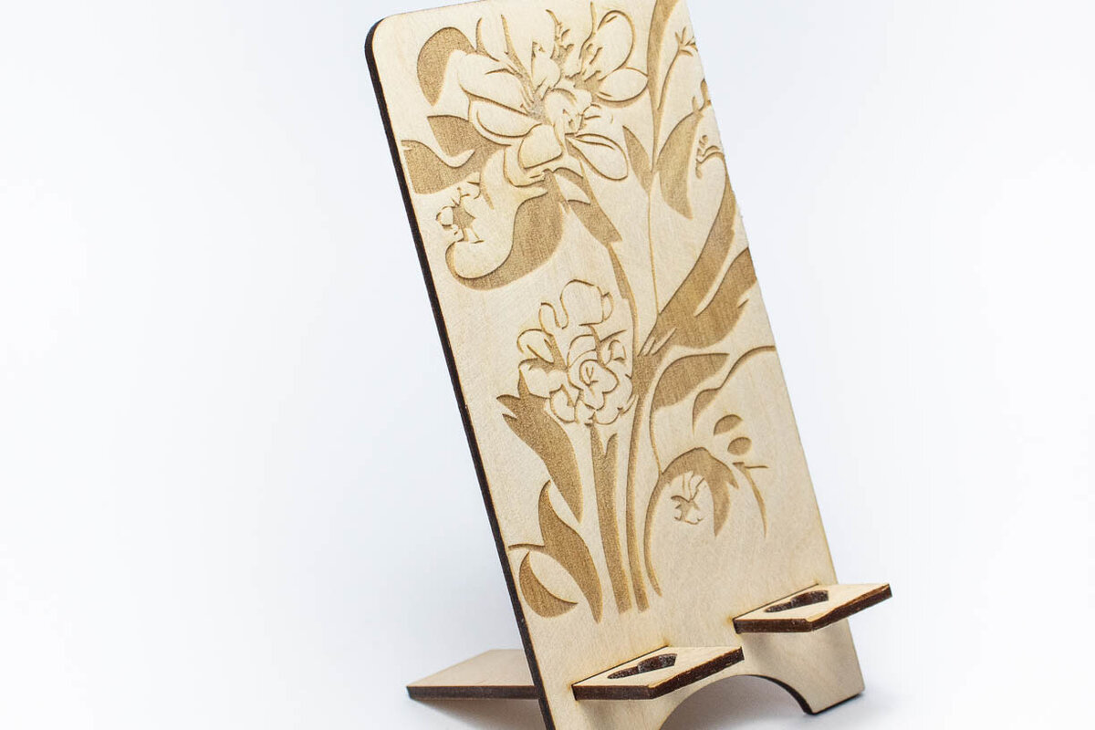 Σετ των 3 Intra απο ξύλο plywood 3mm-4mm πάχος - Floral Τηλεφωνική βάση Δίασταση 6x6 cm INTRAFABR-66194858