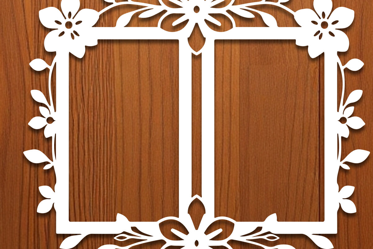 Σετ των 2 Intra απο ξύλο plywood 3mm-4mm πάχος - Floral Κορνίζα Paper-Cut  Δίασταση 20x25 cm INTRAFABR-117161366