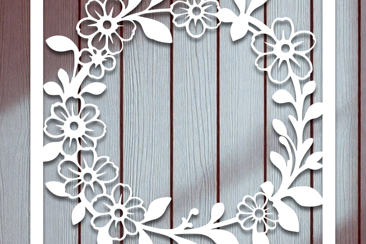 Σετ των 2 Intra απο ξύλο plywood 3mm-4mm πάχος - Floral Κορνίζα Paper-Cut  Δίασταση 20x25 cm INTRAFABR-117161391