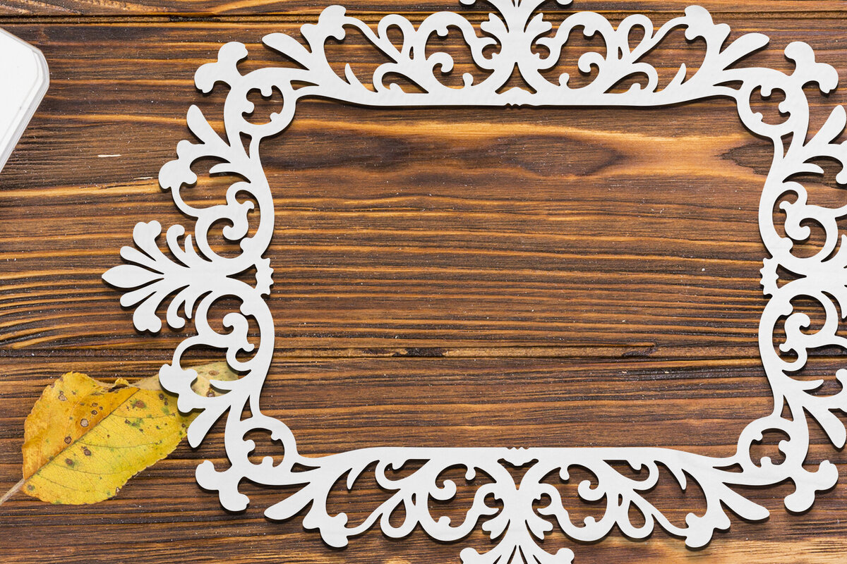 Σετ των 2 Intra απο ξύλο plywood 3mm-4mm πάχος - Floral Κορνίζα Paper-Cut  Δίασταση 20x25 cm INTRAFABR-118208088