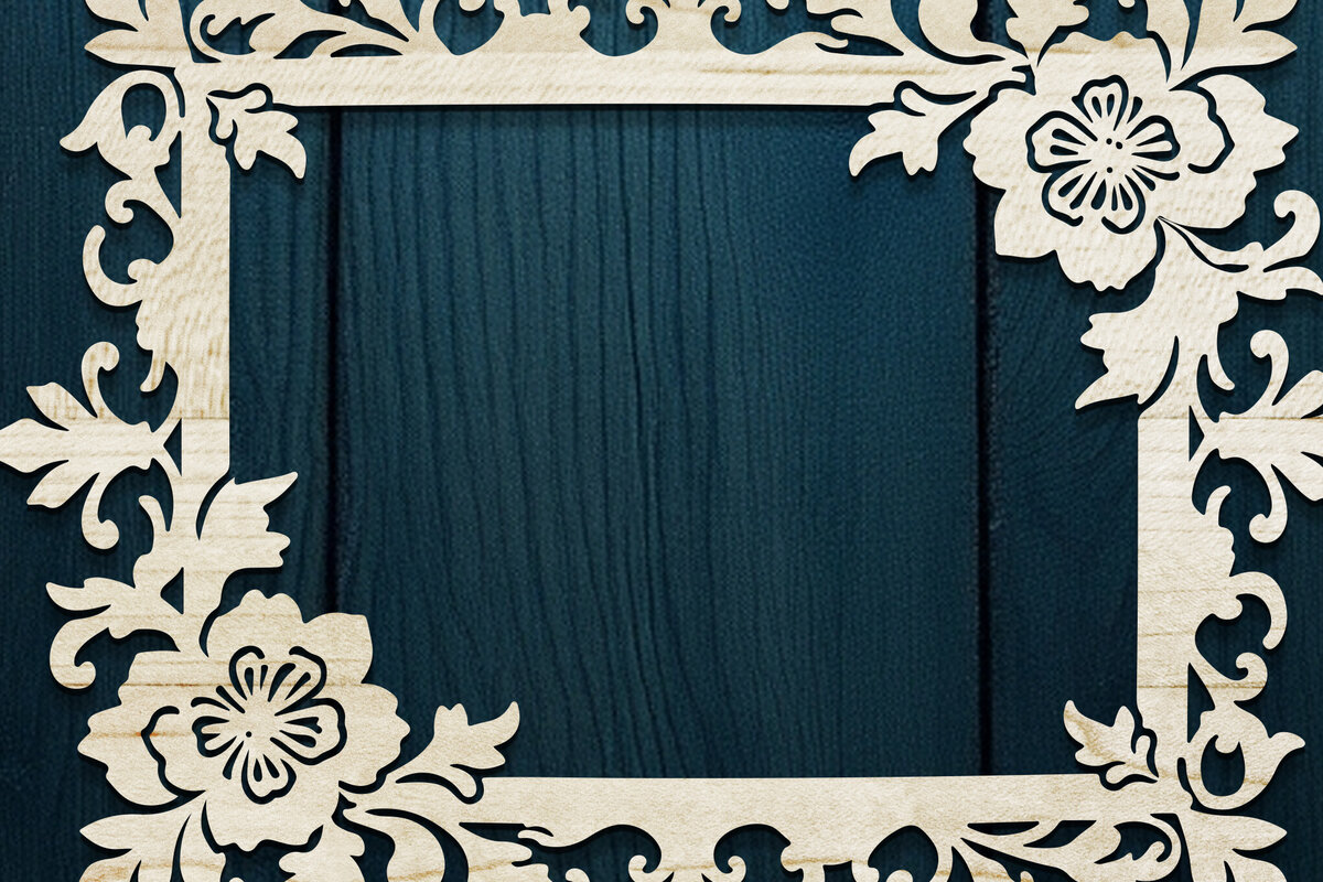 Σετ των 2 Intra απο ξύλο plywood 3mm-4mm πάχος - Floral Κορνίζα Paper-Cut  Δίασταση 20x25 cm INTRAFABR-118208188