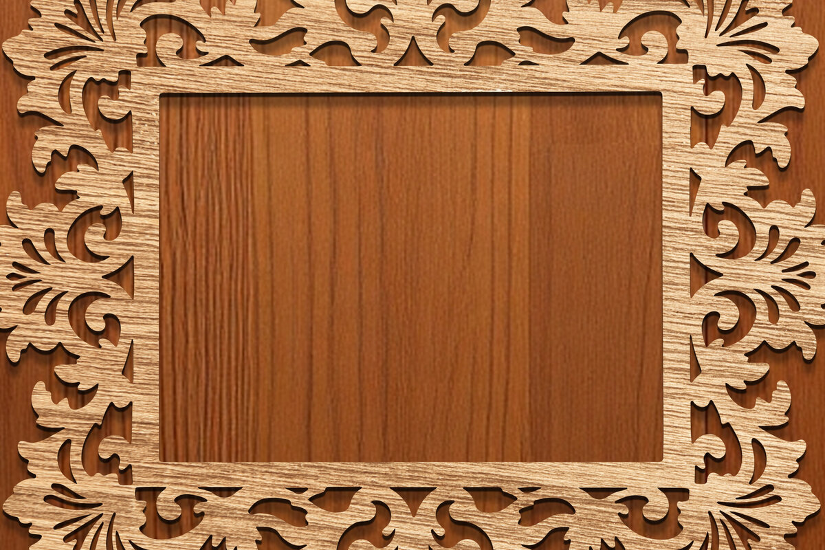 Σετ των 3 Intra απο ξύλο plywood 3mm-4mm πάχος - Floral Κορνίζα Paper-Cut  Δίασταση 20x25 cm INTRAFABR-118208571