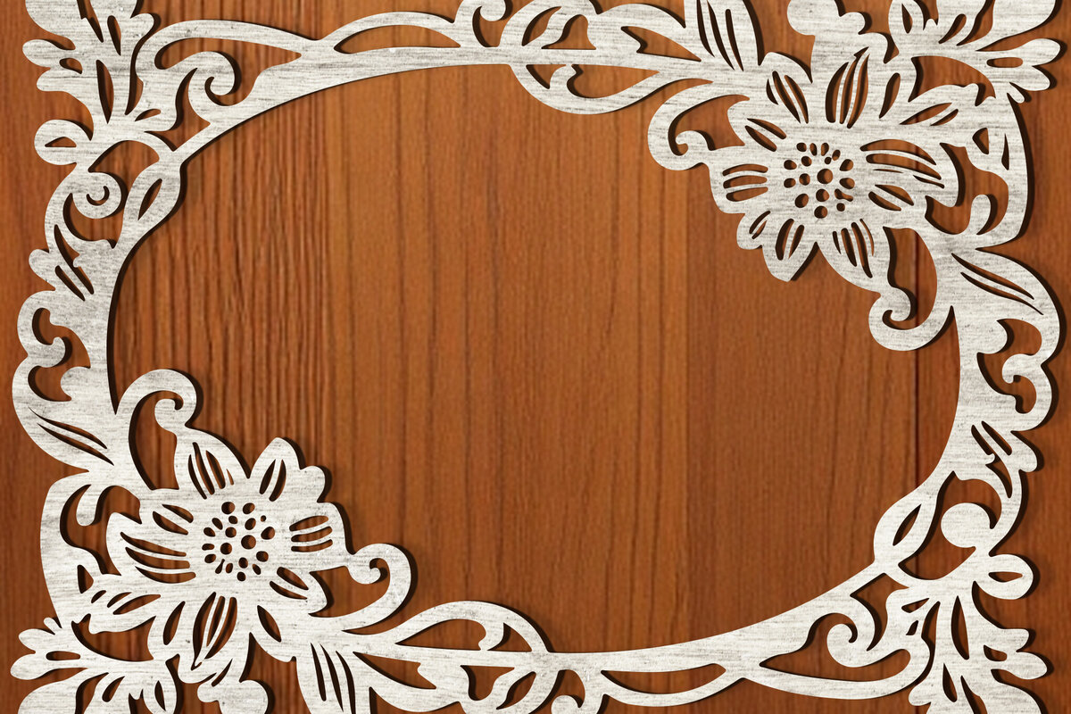 Intra απο ξύλο plywood 3mm-4mm πάχος - Floral Κορνίζα Paper-Cut  Δίασταση 20x25 cm INTRAFABR-118329135