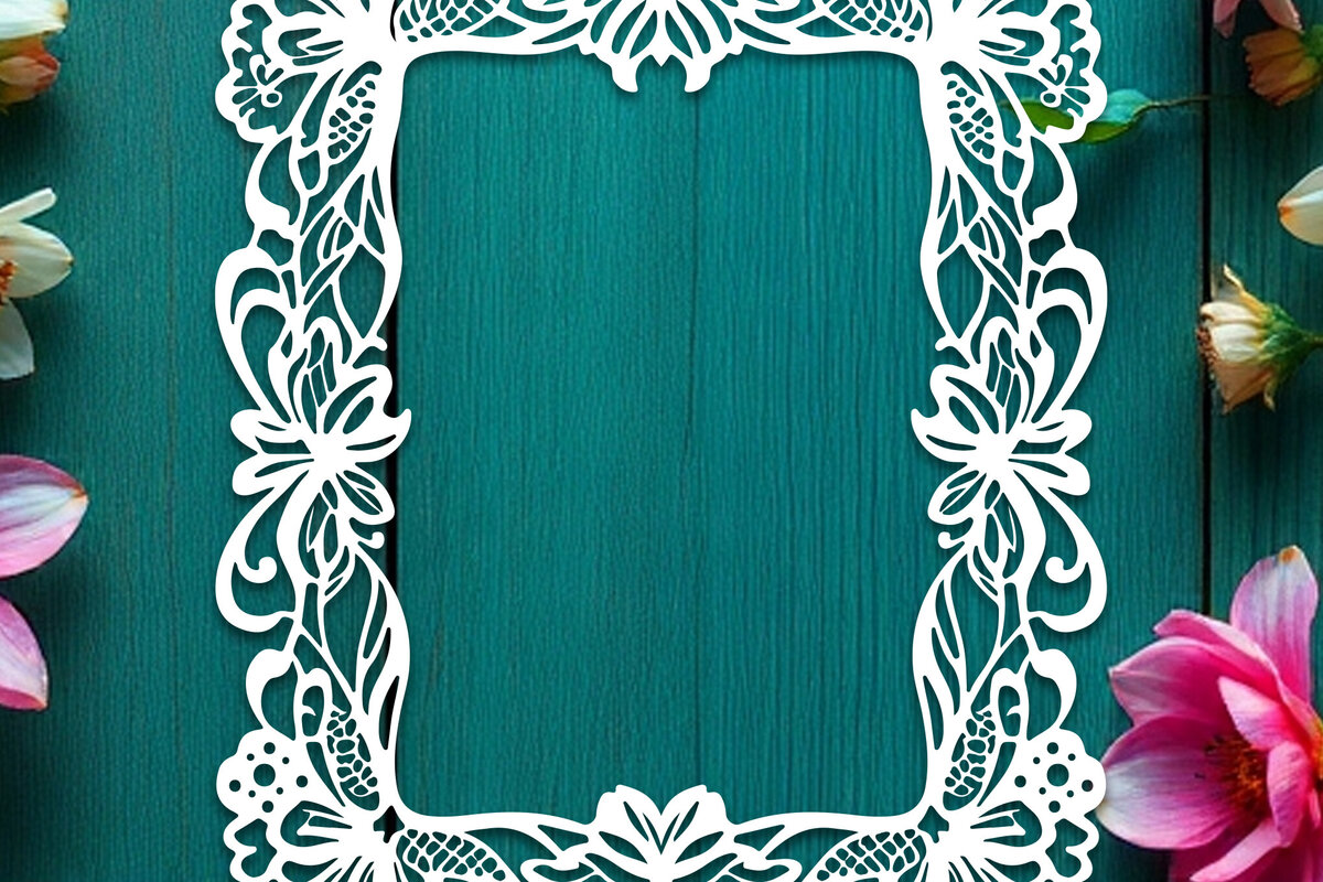 Σετ των 2 Intra απο ξύλο plywood 3mm-4mm πάχος - Floral Κορνίζα Paper-Cut  Δίασταση 20x25 cm INTRAFABR-117008438