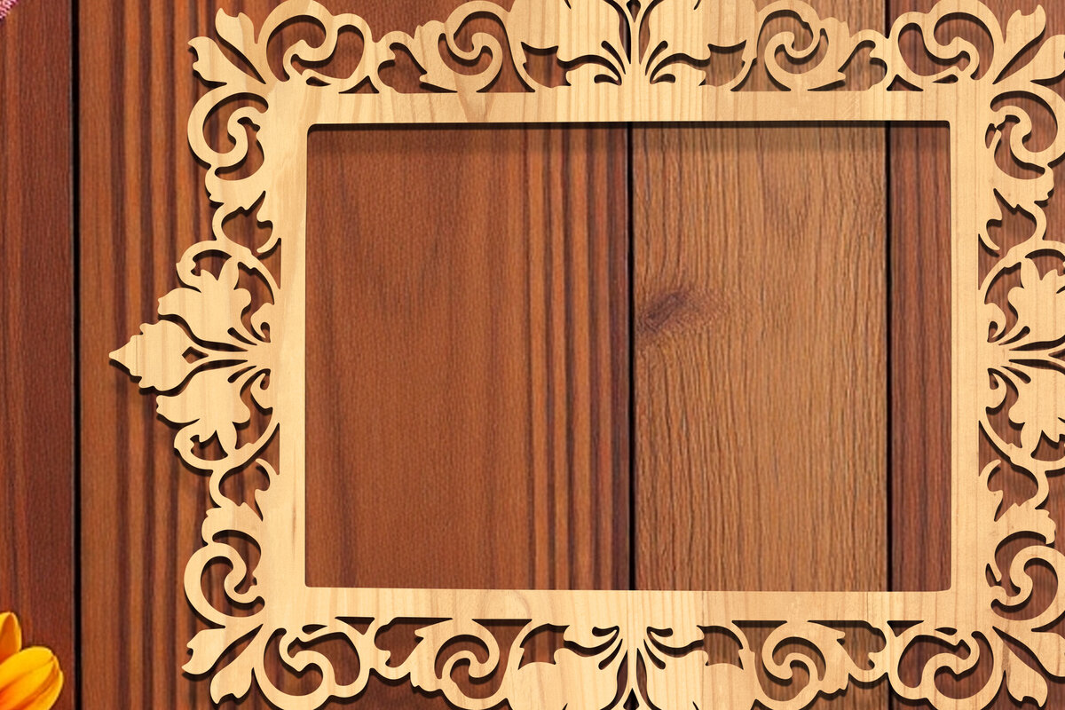 Σετ των 2 Intra απο ξύλο plywood 3mm-4mm πάχος - Floral Κορνίζα Paper-Cut  Δίασταση 20x25 cm INTRAFABR-118329172