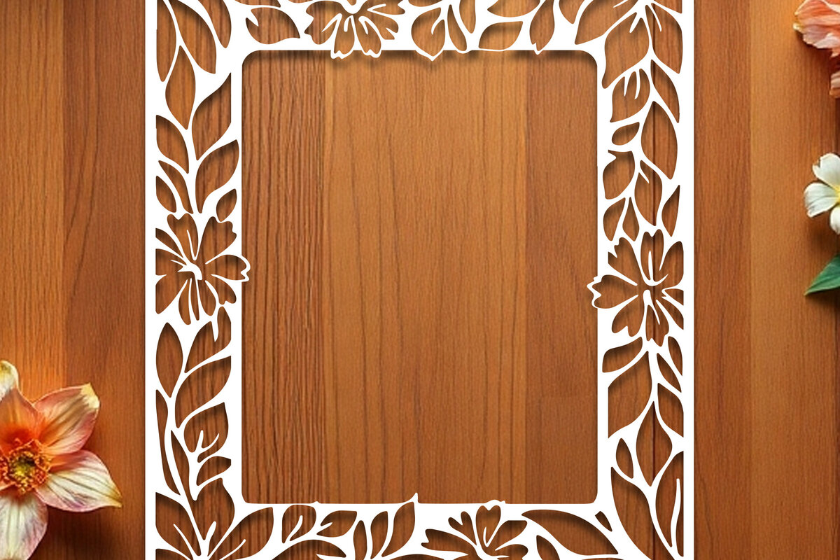 Σετ των 2 Intra απο ξύλο plywood 3mm-4mm πάχος - Floral Κορνίζα Paper-Cut  Δίασταση 20x25 cm INTRAFABR-117079895