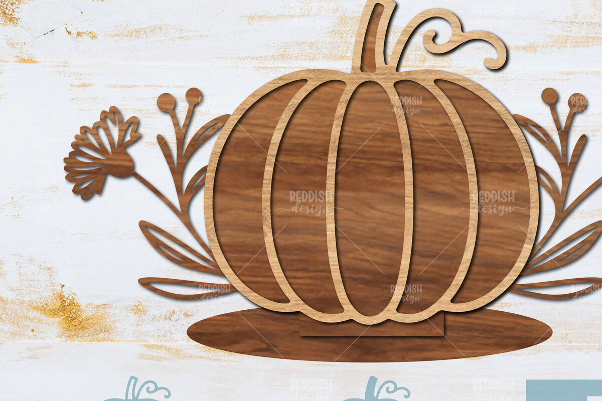 Σετ των 3 Intra απο ξύλο plywood 3mm-4mm πάχος - Floral Pumpkin Laser Cut  Δίασταση 15x15 cm INTRAFABR-104672604