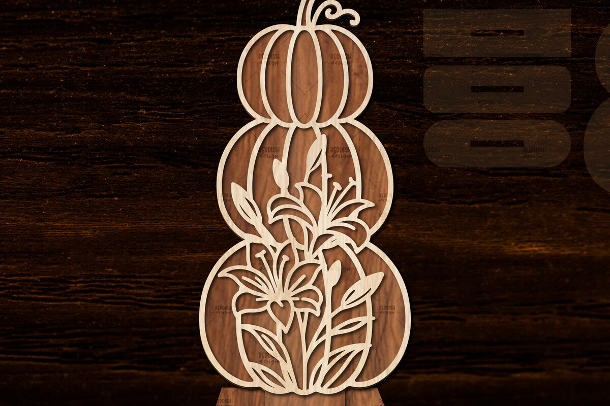Intra απο ξύλο plywood 3mm-4mm πάχος - Floral Pumpkin Laser Cut  Δίασταση 20x20 cm INTRAFABR-105745182