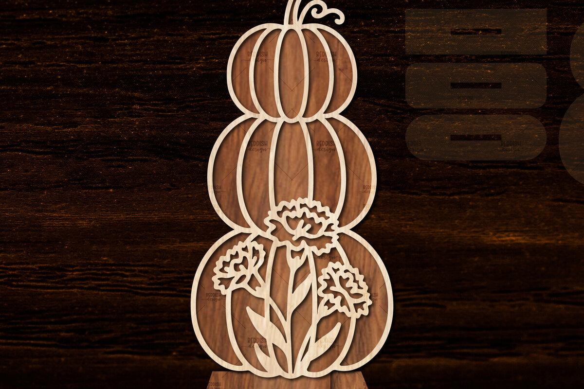 Σετ των 2 Intra απο ξύλο plywood 3mm-4mm πάχος - Floral Pumpkin Laser Cut  Δίασταση 20x20 cm INTRAFABR-105745206