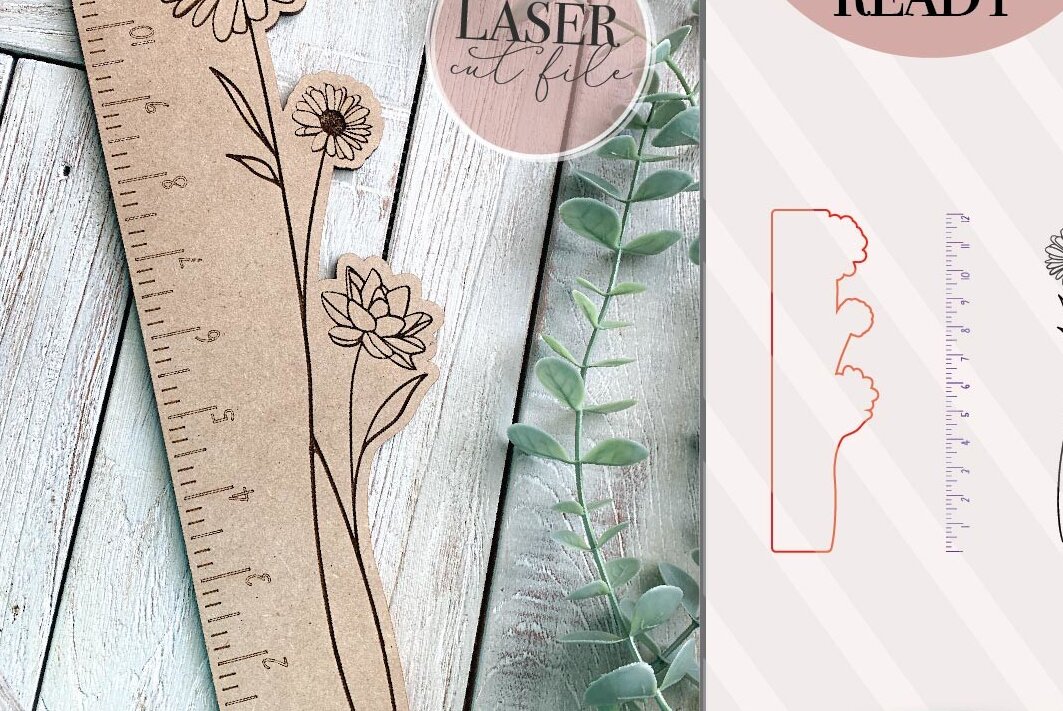 Intra απο ξύλο plywood 3mm-4mm πάχος - Floral χάρακας  Δίασταση 30x20 cm INTRAFABR-75555387