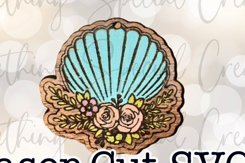 Σετ των 3 Intra απο ξύλο plywood 3mm-4mm πάχος - Σκουλαρίκια με λουλούδια με κοχύλι θάλασσας Δίασταση 3x3 cm INTRAFABR-93907972