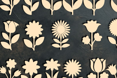 Σετ των 2 Intra απο ξύλο plywood 3mm-4mm πάχος - Floral Silhouette Mega Bundle  1630 Δίασταση 20x20 cm INTRAFABR-122698705