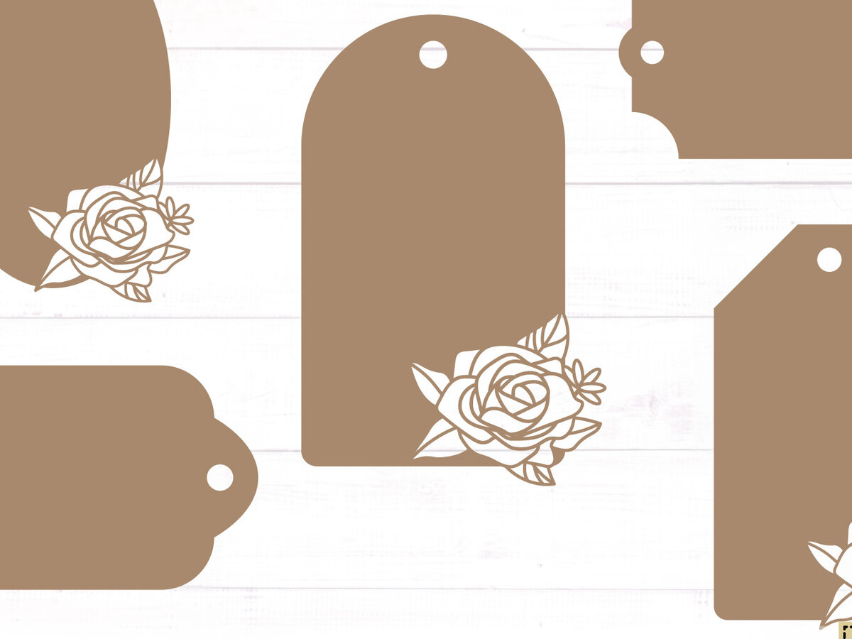 Σετ των 3 Intra απο ξύλο plywood 3mm-4mm πάχος - Floral Tags  Δίασταση 20x20 cm INTRAFABR-117722920