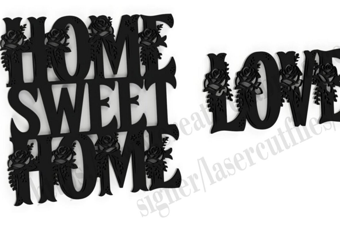 Σετ των 3 Intra απο ξύλο plywood 3mm-4mm πάχος - Floral κείμενο για , LOVE Δίασταση 20x20 cm INTRAFABR-36793630