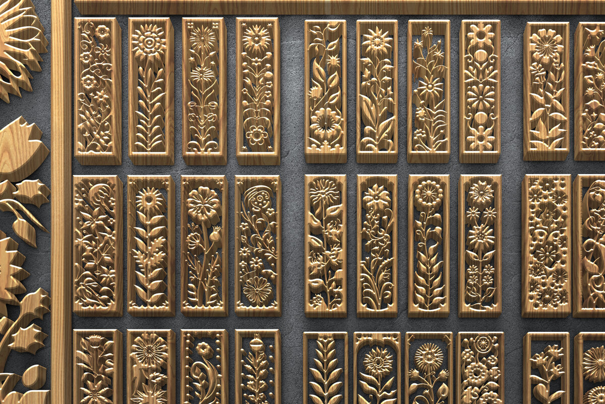 Intra απο ξύλο plywood 3mm-4mm πάχος - Floral κάθετα πάνελ κοπής με λέιζερ Δίασταση 3200x7200 cm INTRAFABR-124674907