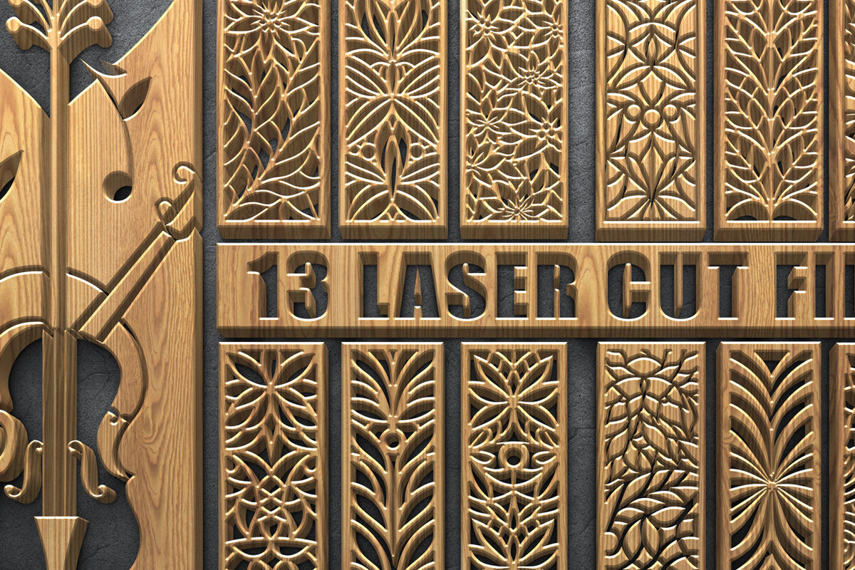 Intra απο ξύλο plywood 3mm-4mm πάχος - Πάνελ  με φλοράλ βιολί με λέιζερ Δίασταση 3600x5400 cm INTRAFABR-122798800