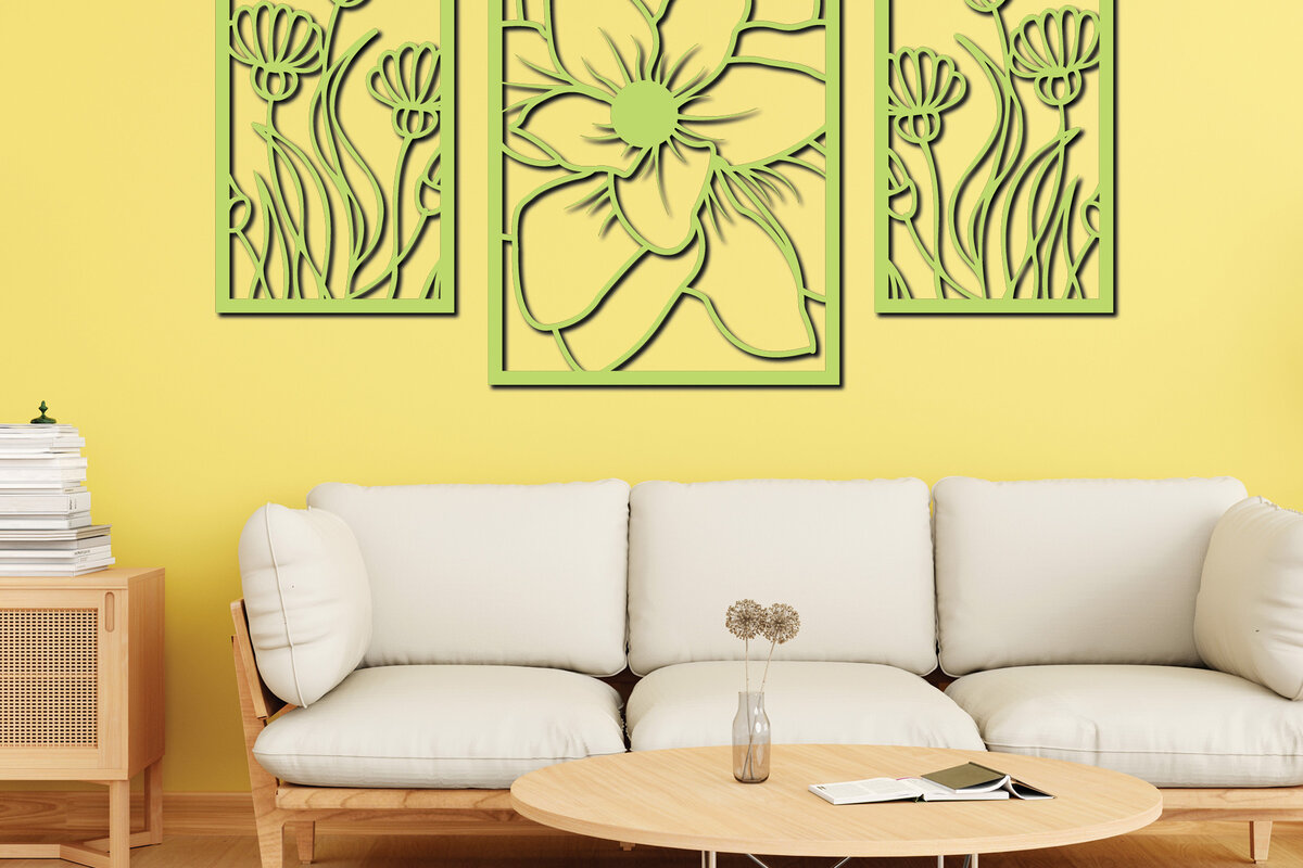 Intra απο ξύλο plywood 3mm-4mm πάχος - Floral διακόσμηση τοίχου Laser Cut Σχέδιο  5 Δίασταση 30x20 cm INTRAFABR-75529711