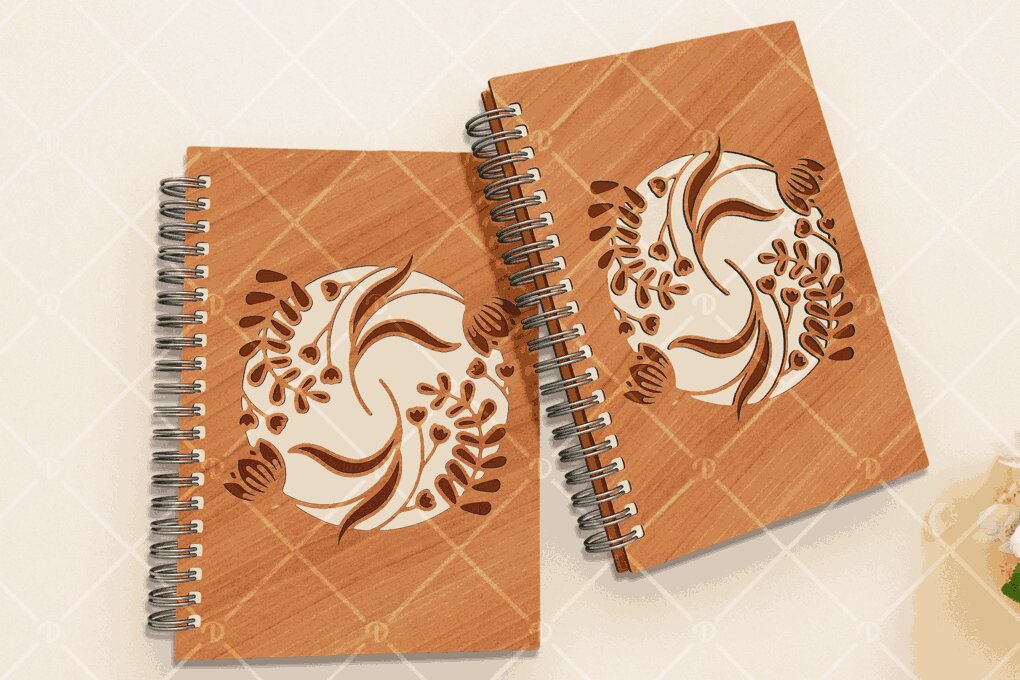 Σετ των 3 Intra απο ξύλο plywood 3mm-4mm πάχος - Floral Wood Journal Σετ 5 τεμ Δίασταση 20x20 cm INTRAFABR-122184354
