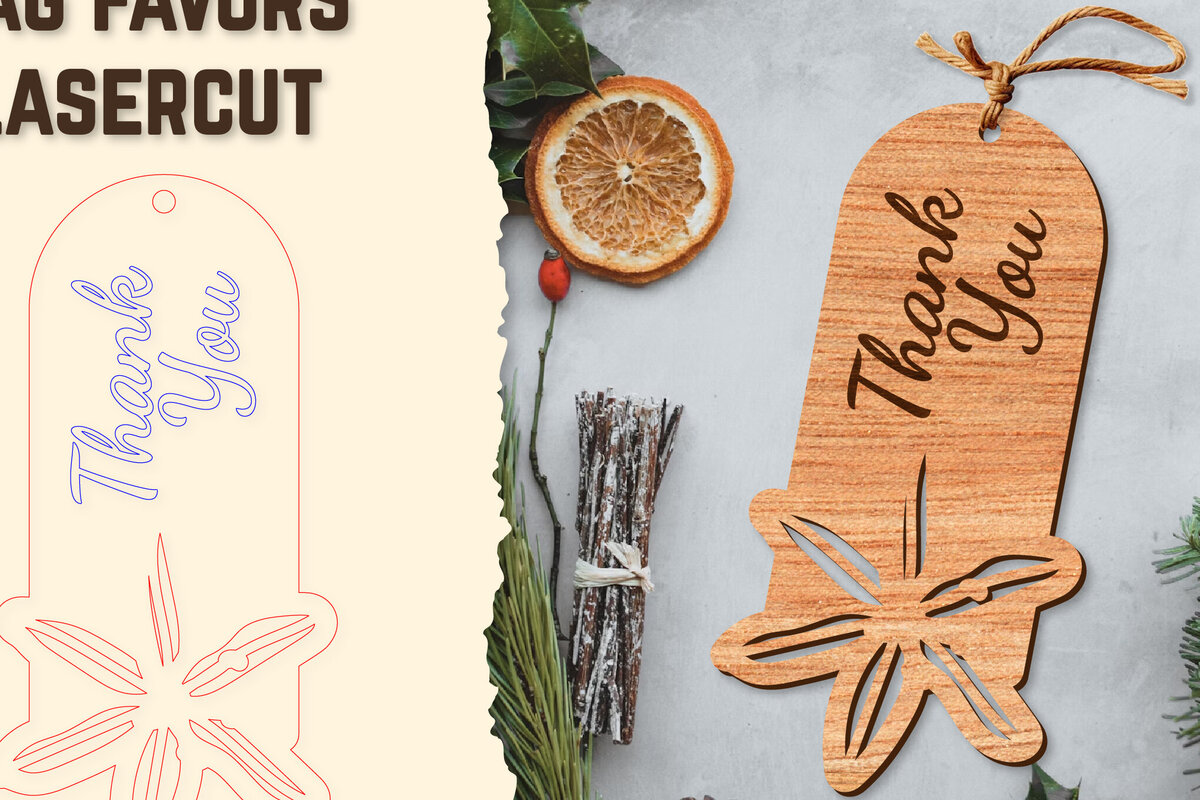 Intra απο ξύλο plywood 3mm-4mm πάχος - Floral Wood Tag Favors Lasercut Δίασταση 20x20 cm INTRAFABR-122659009