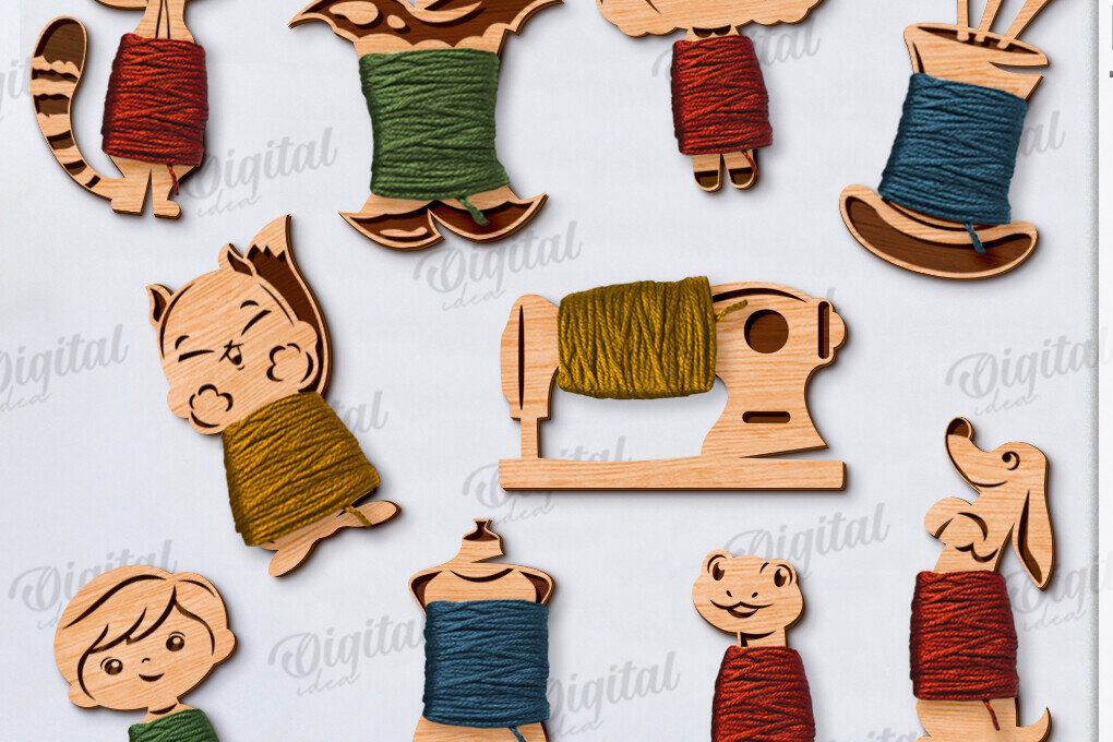 Intra απο ξύλο plywood 3mm-4mm πάχος - Δέσμη κοπής με λέιζερ Floss Bobbins Δίασταση 30x20 cm INTRAFABR-120641765