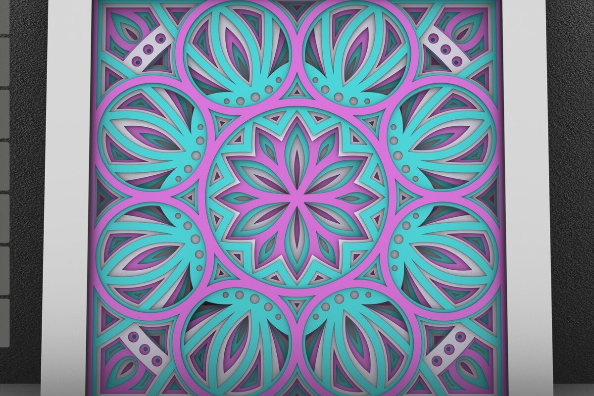 Σετ των 2 Intra απο ξύλο plywood 3mm-4mm πάχος - Flower 3D Layered Paper Cut, 3D Flower Δίασταση 30x30 cm INTRAFABR-30058994