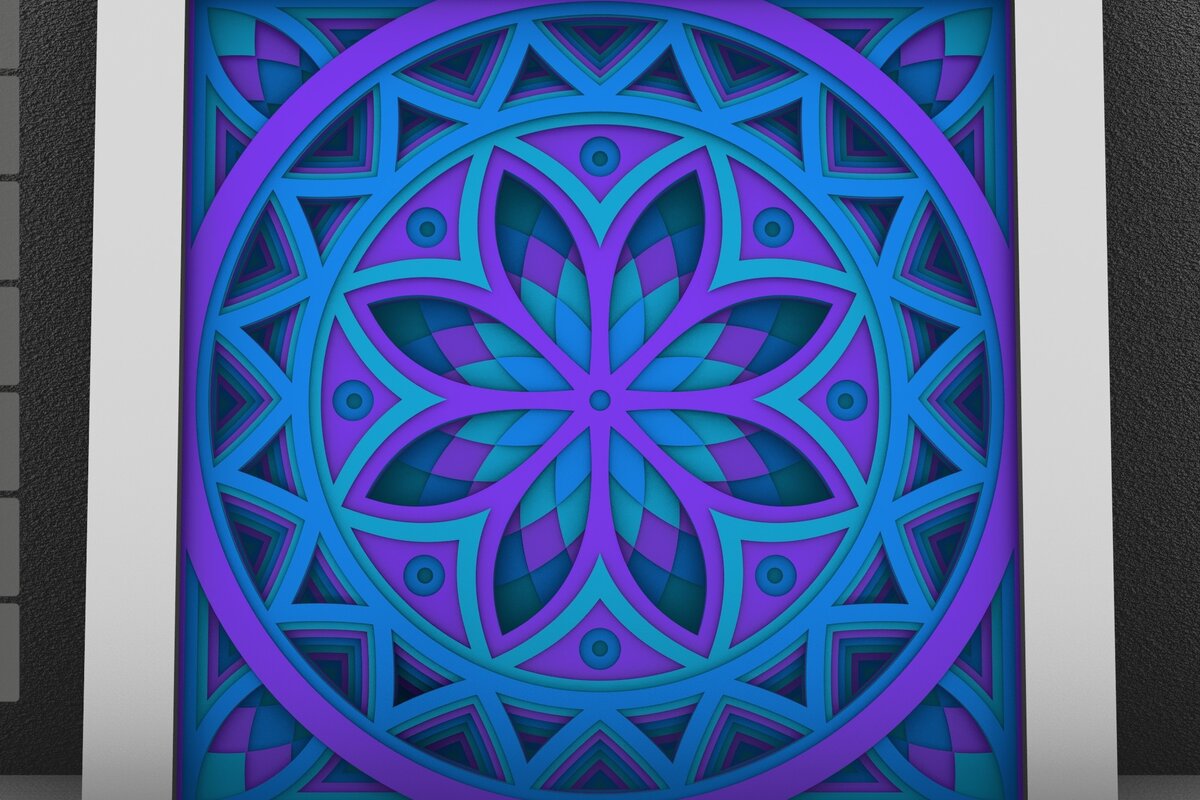 Intra απο ξύλο plywood 3mm-4mm πάχος - Flower 3D Layered Paper Cut, Flower 3D Δίασταση 30x30 cm INTRAFABR-29925144